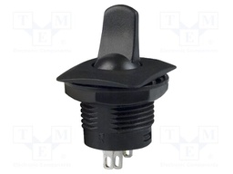 ROCKER; SPDT; ON-OFF-ON; 6A/125VAC; black; none; RR3402; on panel
