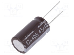 Capacitor: electrolytic; THT; 47uF; 400VDC; Ø16x31.5mm; ±20%; 840mA