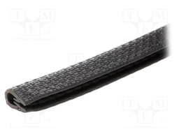 Hole and edge shield; PVC; L: 10m; black; H: 11.5mm; W: 9mm