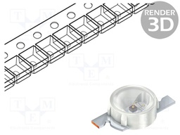 LED; UV; 120°; 750mA; 3W; 410÷420nm; 3.5÷4VDC; SMD; Front: convex