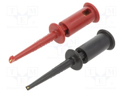 Clip-on probe; hook type; 3A; 150VDC; red and black; 2.29mm; 2pcs.