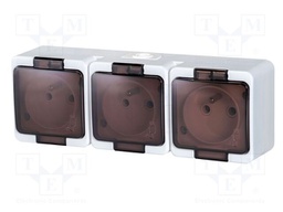 Connector: AC supply; socket; 2P+PE; 250VAC; 16A; white; wall mount