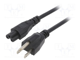 Cable; 3x18AWG; IEC C5 female,NEMA 5-15 (B) plug; PVC; 1.8m; 7A
