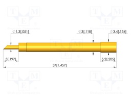 Test probe socket; gold-plated; KS-747; soldered; 37mm