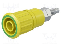 Socket; 4mm banana; 32A; 1kV; yellow-green; nickel plated