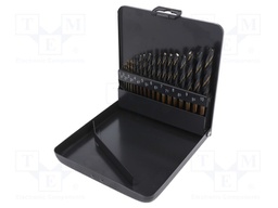 Drill set; Pcs: 19; Mat: HSS; for metal; Conform to: DIN 338 RN