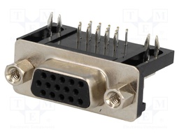 D-Sub HD; PIN: 15; socket; female; Locking: screws; angled 90°; THT