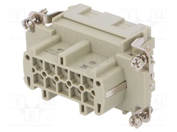 Connector: HDC; female; HE; PIN: 10; 10+PE; size 4; w/o contacts; 16A