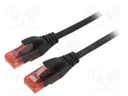 Patch cord; U/UTP; 6; stranded; Cu; LSZH; black; 5m; 26AWG