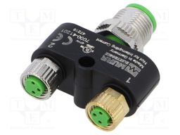 T adapter; M12 male,M8 female 3pin x2