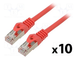 Patch cord; F/UTP; 6; stranded; CCA; PVC; red; 0.5m; 26AWG; Cores: 8