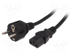 Cable; CEE 7/7 (E/F) plug,IEC C13 female; 5m; black; PVC; 3x1mm2