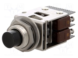 Switch: push-button; Pos: 2; SPDT; 5A/250VAC; 5A/30VDC; black