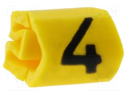 Markers for cables and wires; Label symbol: 4; 1÷3mm; PVC; yellow