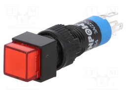 Switch: push-button; Pos: 2; SPDT; 0.5A/250VAC; 1A/24VDC; red; red