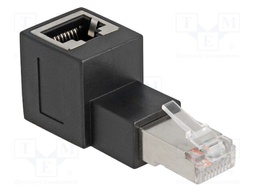 Cat: 6a; RJ45 socket,RJ45 up angled plug; Plating: gold-plated