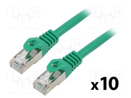 Patch cord; F/UTP; 6; stranded; CCA; PVC; green; 1m; 26AWG; Cores: 8