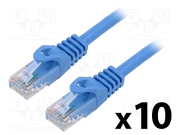 Patch cord; U/UTP; 6; stranded; CCA; PVC; blue; 1m; 26AWG; Cores: 8