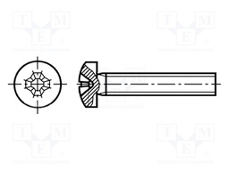 Screw; M3x6; DIN: 7985; Head: cheese head; Phillips; steel; zinc; PH1