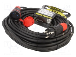 Extension lead; Sockets: 1; rubber; black; 3x2,5mm2; 30m; 16A