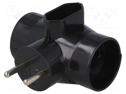 Connector: AC supply; splitter; Layout: 2P; Type: round,flat; black