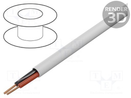 Wire; 2x16AWG; 300V; 305m; Cu; stranded; white; CPR: Eca; 1000ft