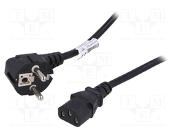 Cable; CEE 7/7 (E/F) plug angled,IEC C13 female; 1.5m; black