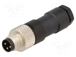 Connector: M8; male; PIN: 3; straight; for cable; plug; 4A; 60V; IP67