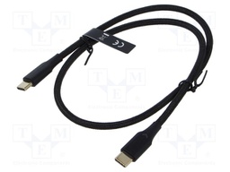 Cable; USB C plug,both sides; nickel plated; 0.5m; black; 60W; 3A