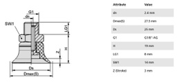 Component: suction cup; Man.series: PFYN; Mounting: G1/8-AG; 7.2g