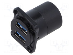 Coupler; USB A socket x2,both sides; for panel mounting,screw