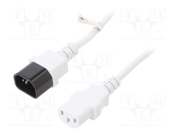 Cable; IEC C13 female,IEC C14 male; PVC; 2m; white; 10A; 250V
