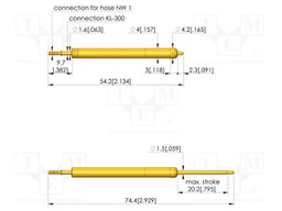 Test needle; Spring compression: 12.2mm; 20.2mm; 3A; CuBe; Ø: 1.3mm