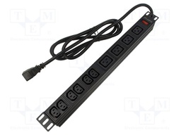 Plug socket strip: protective; Sockets: 10; 230VAC; 16A; black; 2m