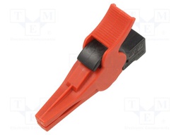 Crocodile clip; 32A; red; Grip capac: max.34mm; Socket size: 4mm