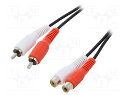 Cable; RCA socket x2,RCA plug x2; 5m; Colour: black
