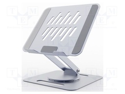 Stand; 10kg; 11÷15.6"; silver; aluminium; 237x212x355mm; laptop