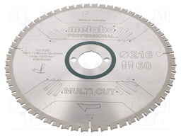 Circular saw; Ø: 216mm; Øhole: 30mm; W: 2.4mm; Teeth: 60; Mat: HW/CT
