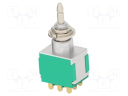 Switch: push-button; Pos: 2; 3PDT; 3A/250VAC; 4A/28VDC; ON-(ON)