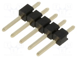 Socket; pin strips; male; 2.54mm; PIN: 5; THT; on PCBs; gold-plated