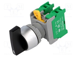 Switch: rotary; Stabl.pos: 1; NO x2; 3A/230VAC; 22mm; black; IP65