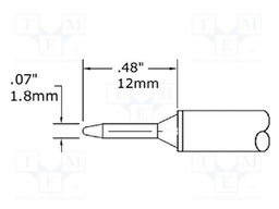 Tip; conical,elongated; 1.8mm; 357°C; for soldering station
