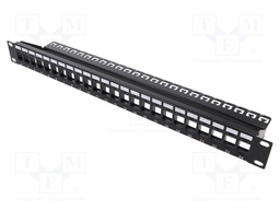 Patch panel; Keystone; Colour: black; Number of ports: 24