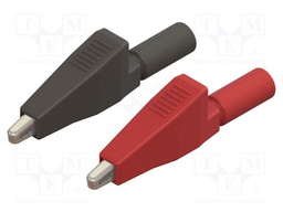 Crocodile clip; 10A; black,red; Grip capac: max.7.9mm; L: 56mm