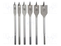 Drill set; for wood,feather; wood,chipboard; 6pcs.