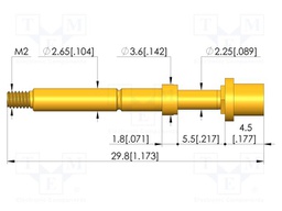 Test needle; Spring compression: 4mm; 5mm; 8A; CuBe; gold-plated