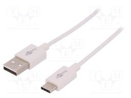 Cable; USB 2.0; USB A plug,USB C plug; 1m; white; Core: Cu; 480Mbps