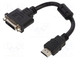 Adapter; DVI-I (24+5) socket,HDMI plug; single link; 0.2m; black