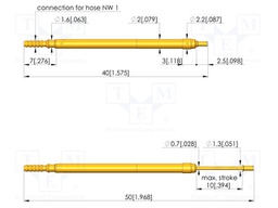 Test needle; Spring compression: 6mm; 10mm; 1A; steel; gold-plated