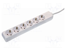 Extension lead; 3G1.5mm2; with protection; Sockets: 6; PVC; white
